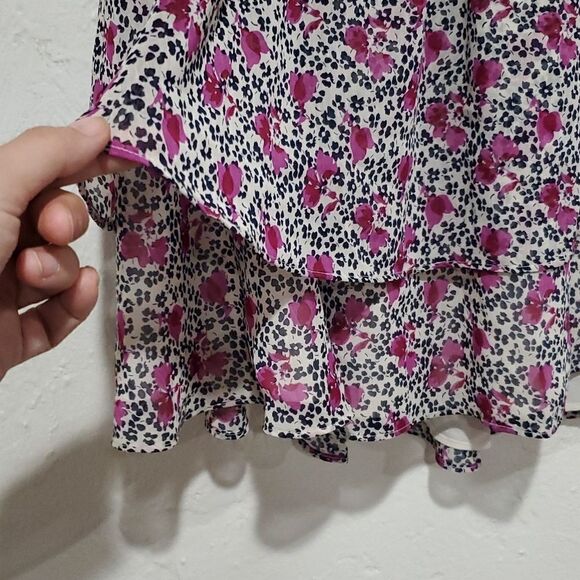 Express Tiered Ruffled Mini Skirt in Purple Floral Size M - Picture 2 of 9